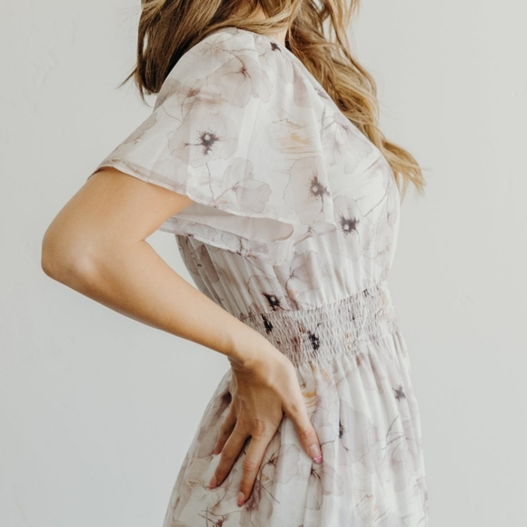 MikaRose Floral Maxi Dress Cream and Purple - Picture 8 of 17